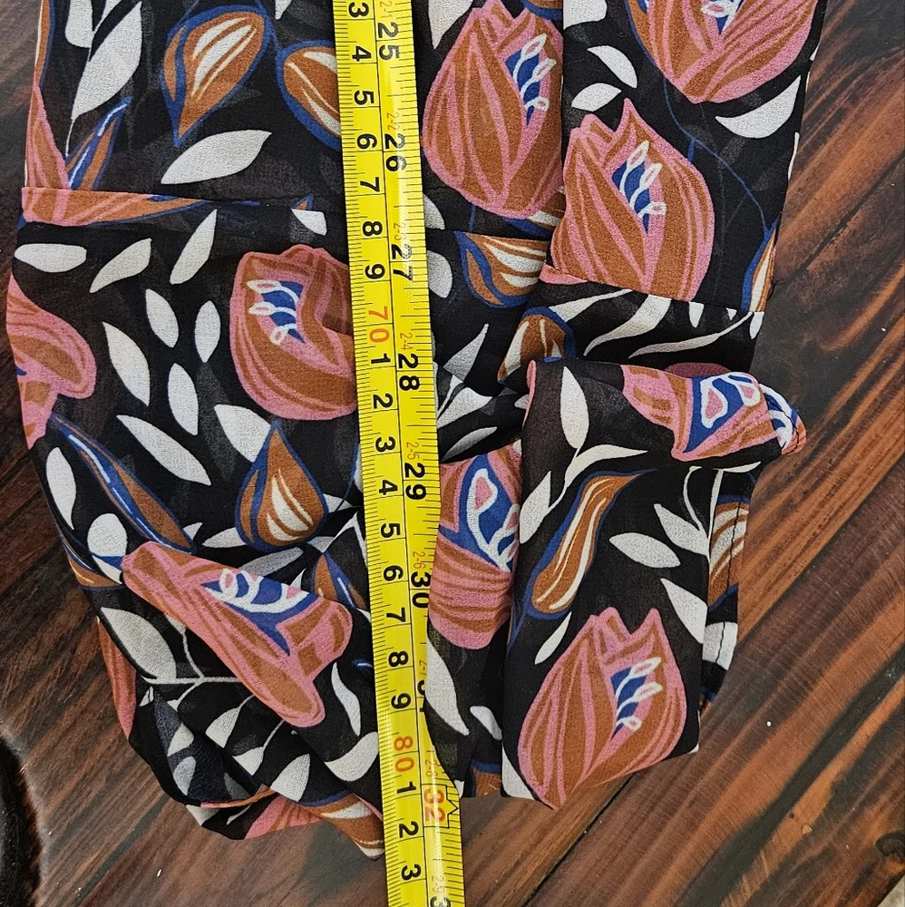 Daniel Rainn Black Floral Infinity Scarf with Coral & Blue Accents